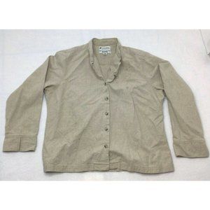 Columbia women's XL button down khaki shirt banded collar XL